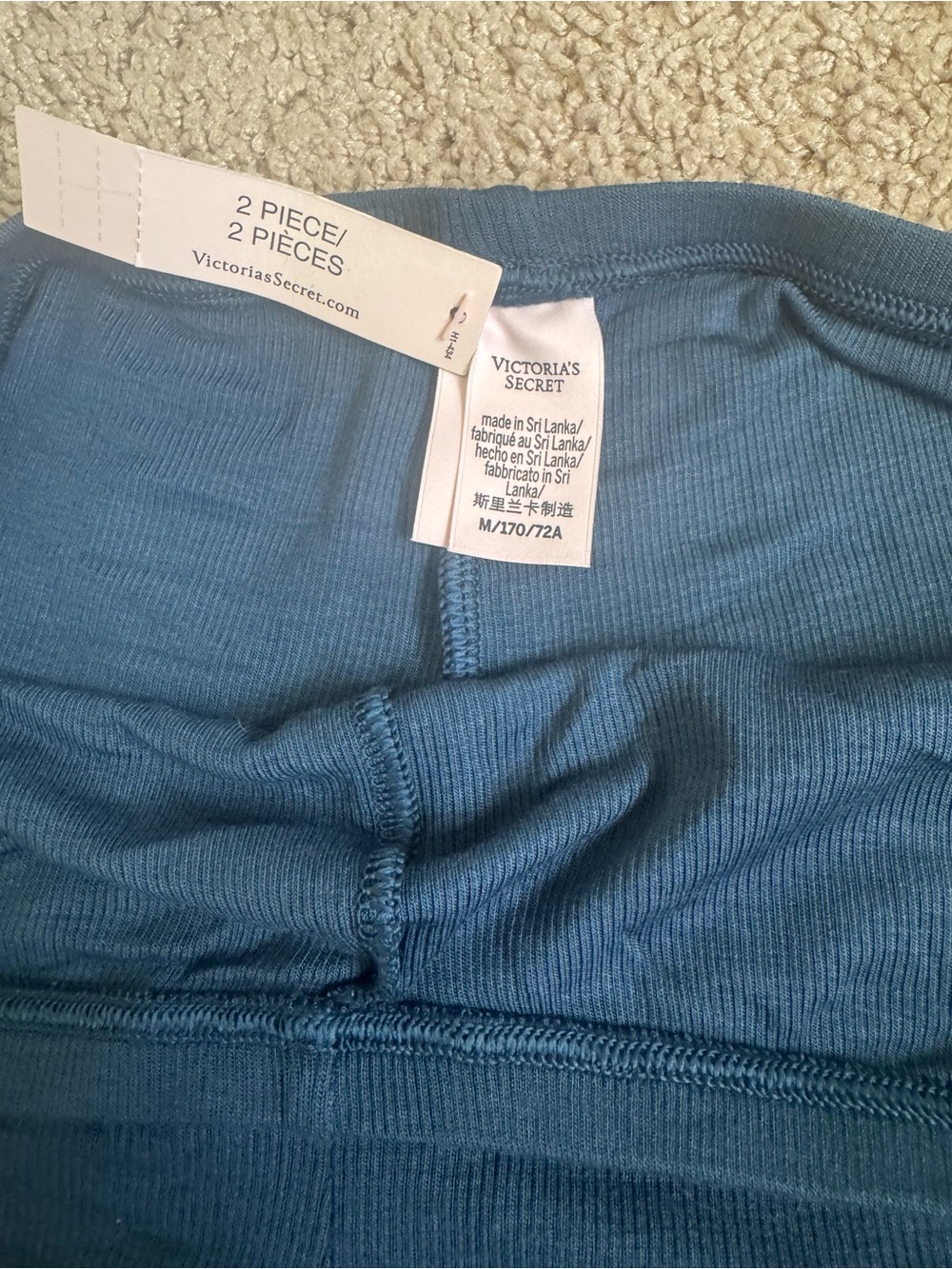 Victoria's Secret Teal Long-Sleeve Henley Top & Shorts Pajama Set - Picture 2 of 6